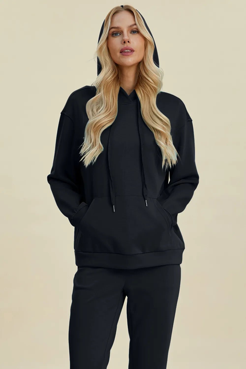 Basic Bae Full Size Air Scuba Drawstring Long Sleeve Hoodie with Kangaroo Pocket – | Shannon’s Chique Boutique