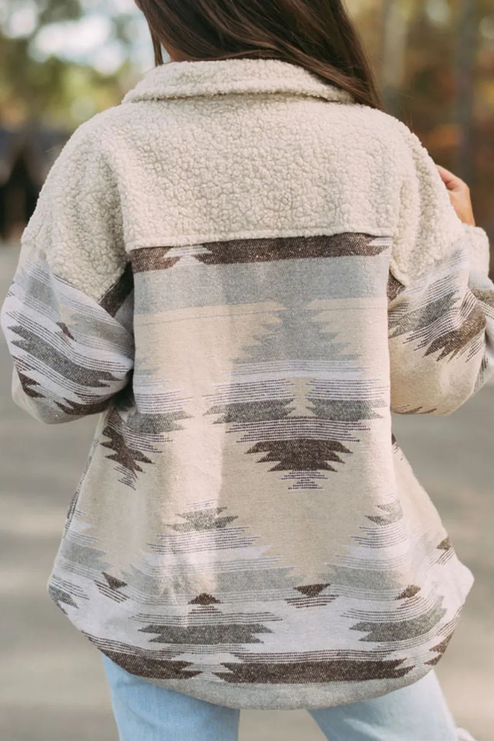 Button Up Long Sleeve Jacket - -