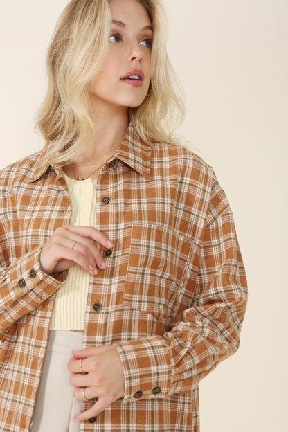 Autumn beige plaid shirts