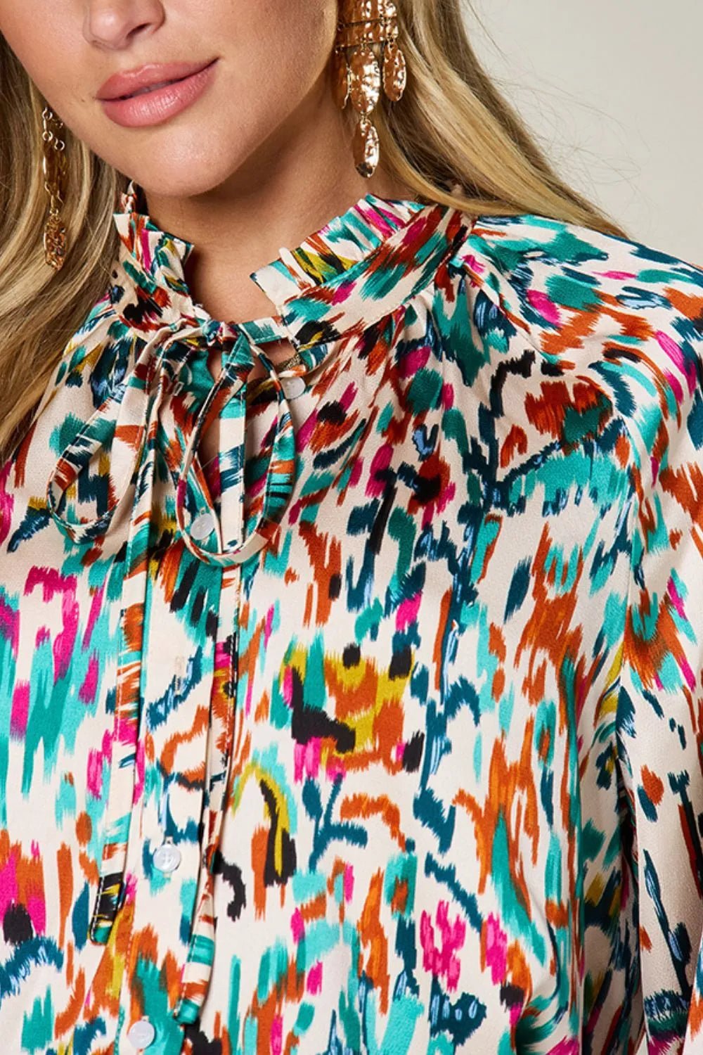 Double Take Full Size Printed Button Up Long Sleeve Shirt – | Shannon’s Chique Boutique