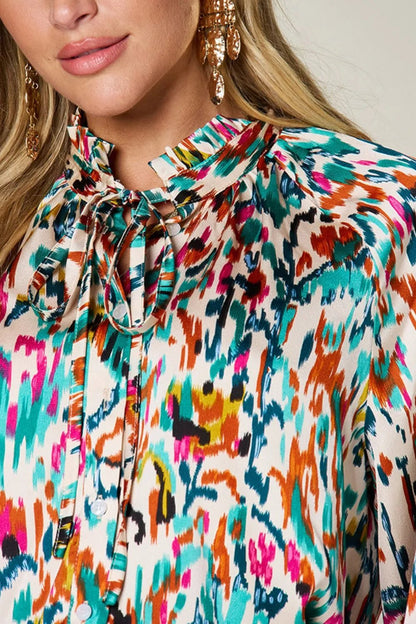 Double Take Full Size Printed Button Up Long Sleeve Shirt – | Shannon’s Chique Boutique