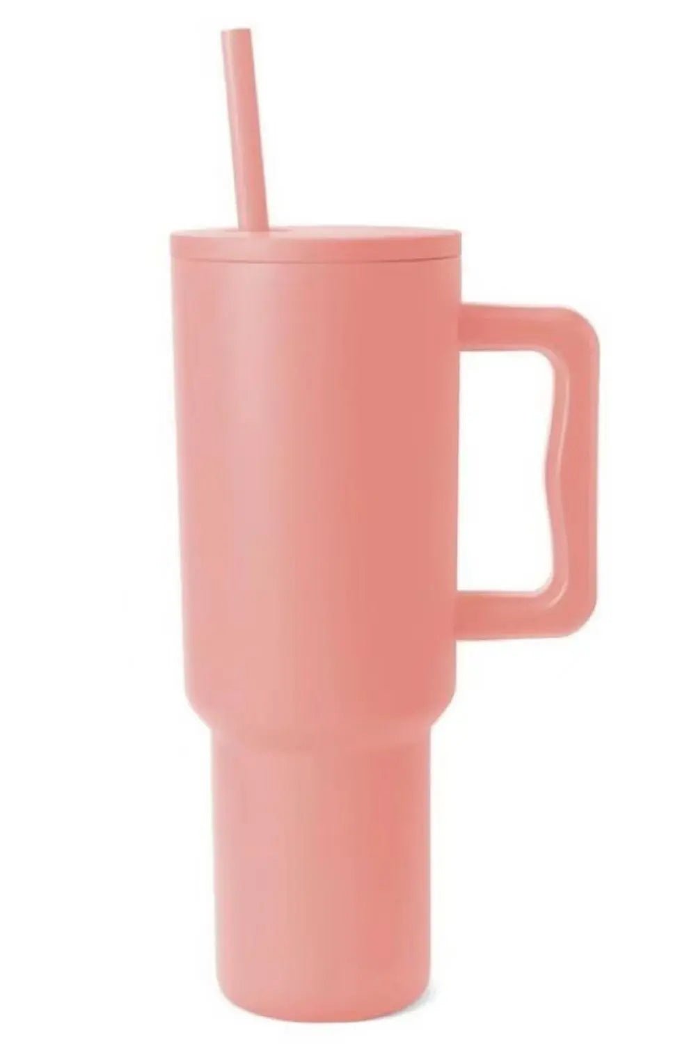 Monochromatic Stainless Steel Tumbler with Matching Straw - Coral One Size -