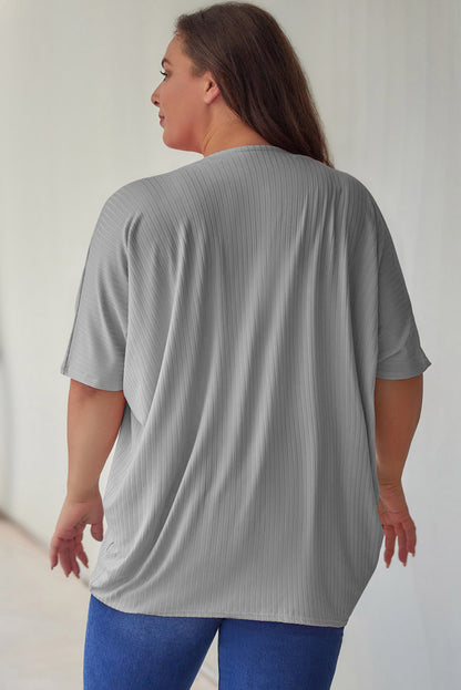 Plus Size Ribbed Cocoon Cover Up - -