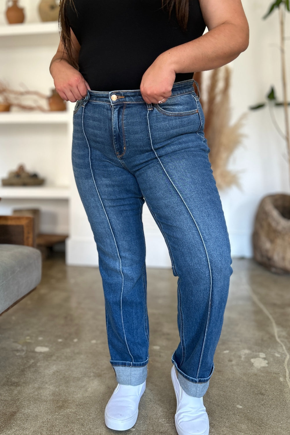 Judy Blue Full Size High Waist Front Seam Detail Straight Jeans