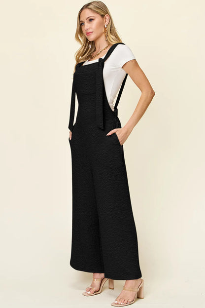 Double Take Full Size Sleeveless Wide Leg Jumpsuit - -