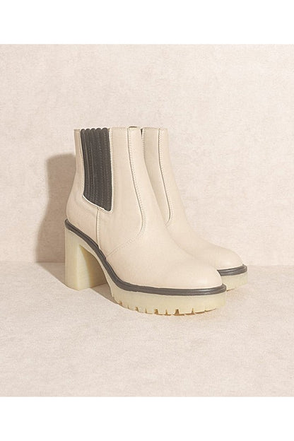 ANASTASIA- PANELED BOOTS - BEIGE BLACK -
