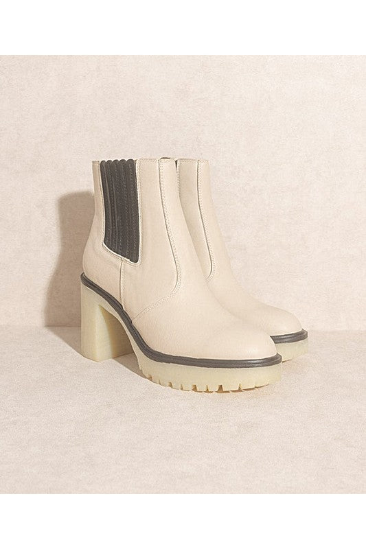 ANASTASIA- PANELED BOOTS - BEIGE BLACK -