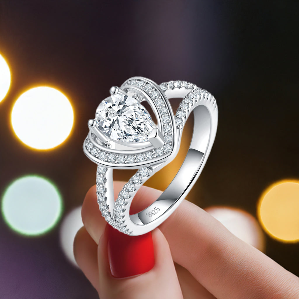 1 Carat Moissanite 925 Sterling Silver Heart Ring
