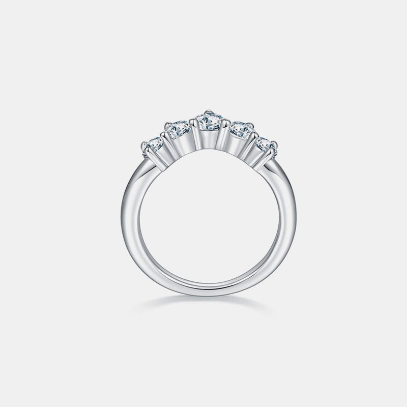 Inlaid Moissanite 925 Sterling Silver Ring - -