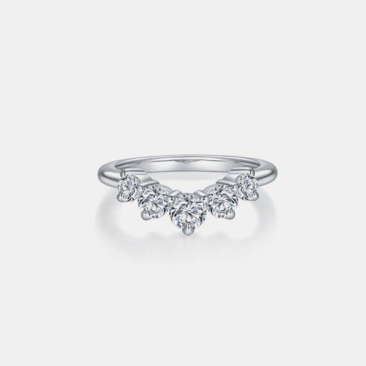 Inlaid Moissanite 925 Sterling Silver Ring - Silver -